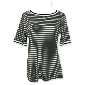 Tommy Hilfiger Olive Striped Top Size Large